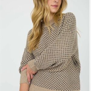 Eesome Beige and Black Patterned Sweater
